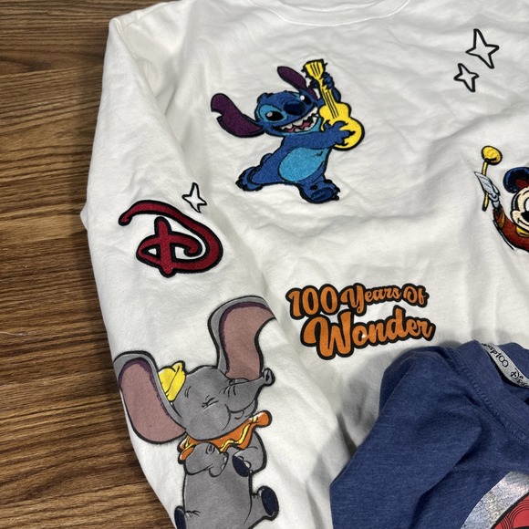 Walt Disney 100th Anniversary Embroidered Sweatshirt M And Blue Tshirt Med. Nice - Picture 3 of 8